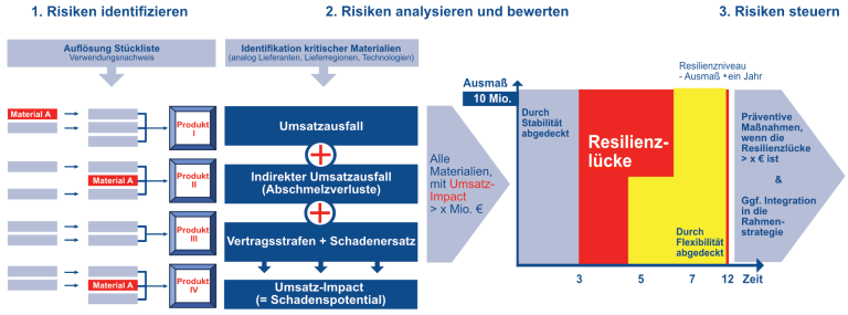 Übersicht über Sie wirkungsorientierte Steuerung der TOP-Risiken, mit Risikoidentifizierung, Risikoanalyse und -bewertung und der Steureung 